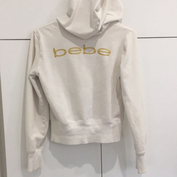 COPY - BEBE White Zip-Up Hoodie with Gold Glittery Heart - Picture 7 of 11